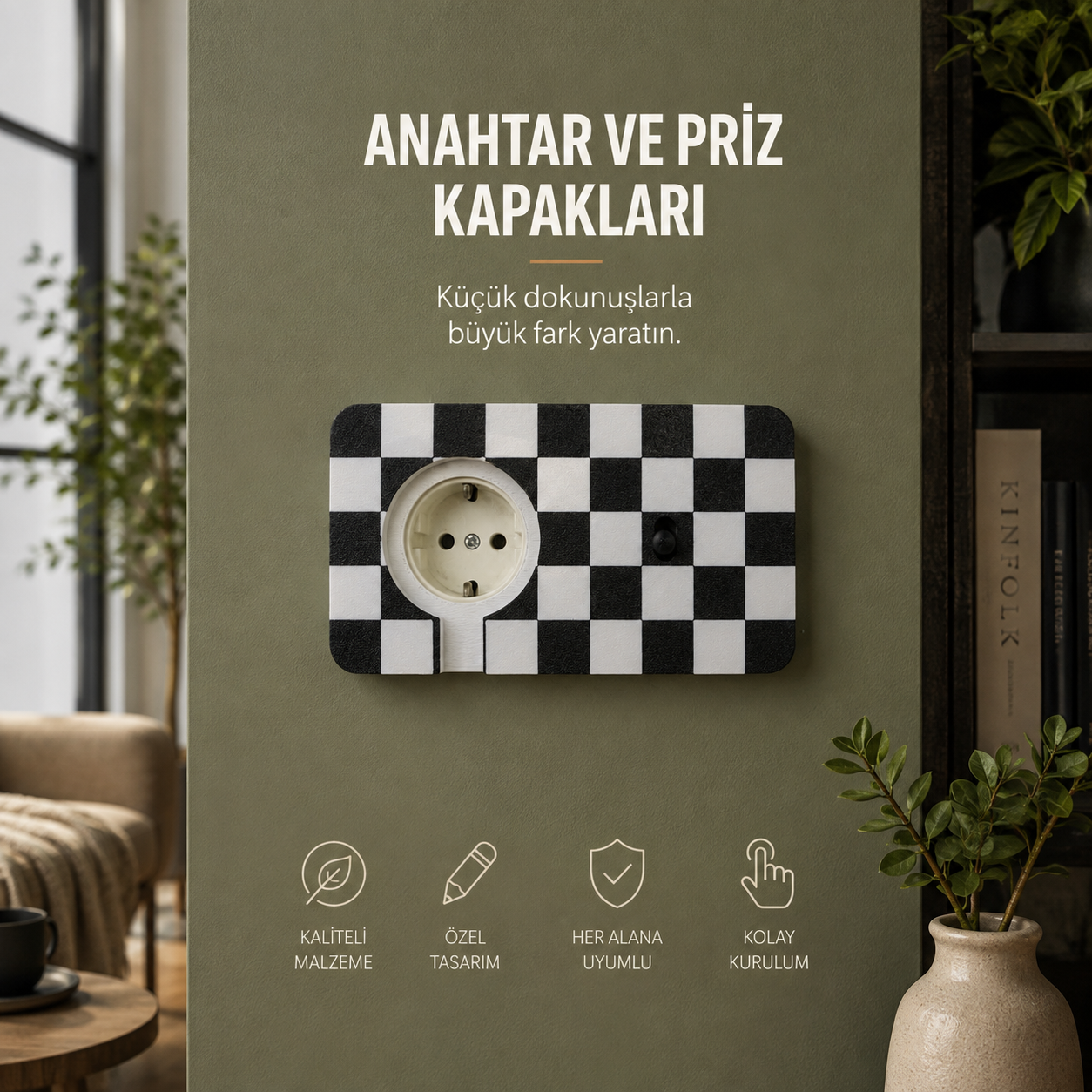 İkili Duvar Anahtar Priz Kaplamaları