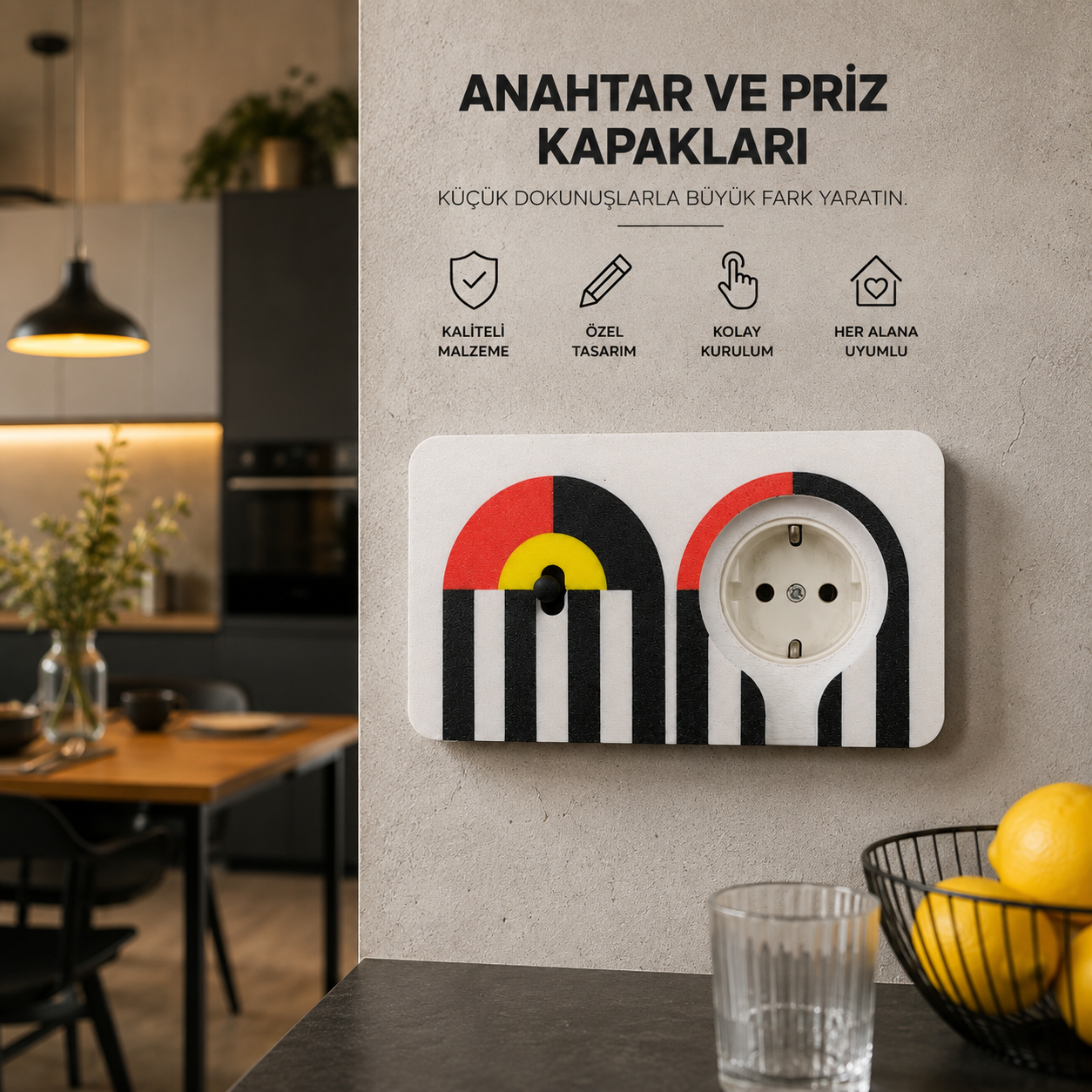 İkili Duvar Anahtar Priz Kaplamaları
