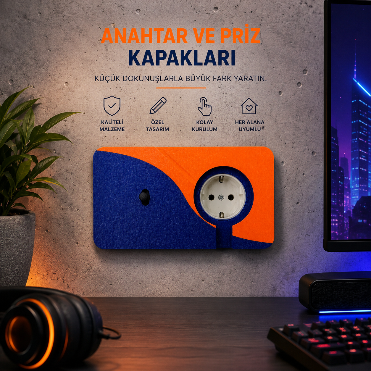 İkili Duvar Anahtar Priz Kaplamaları